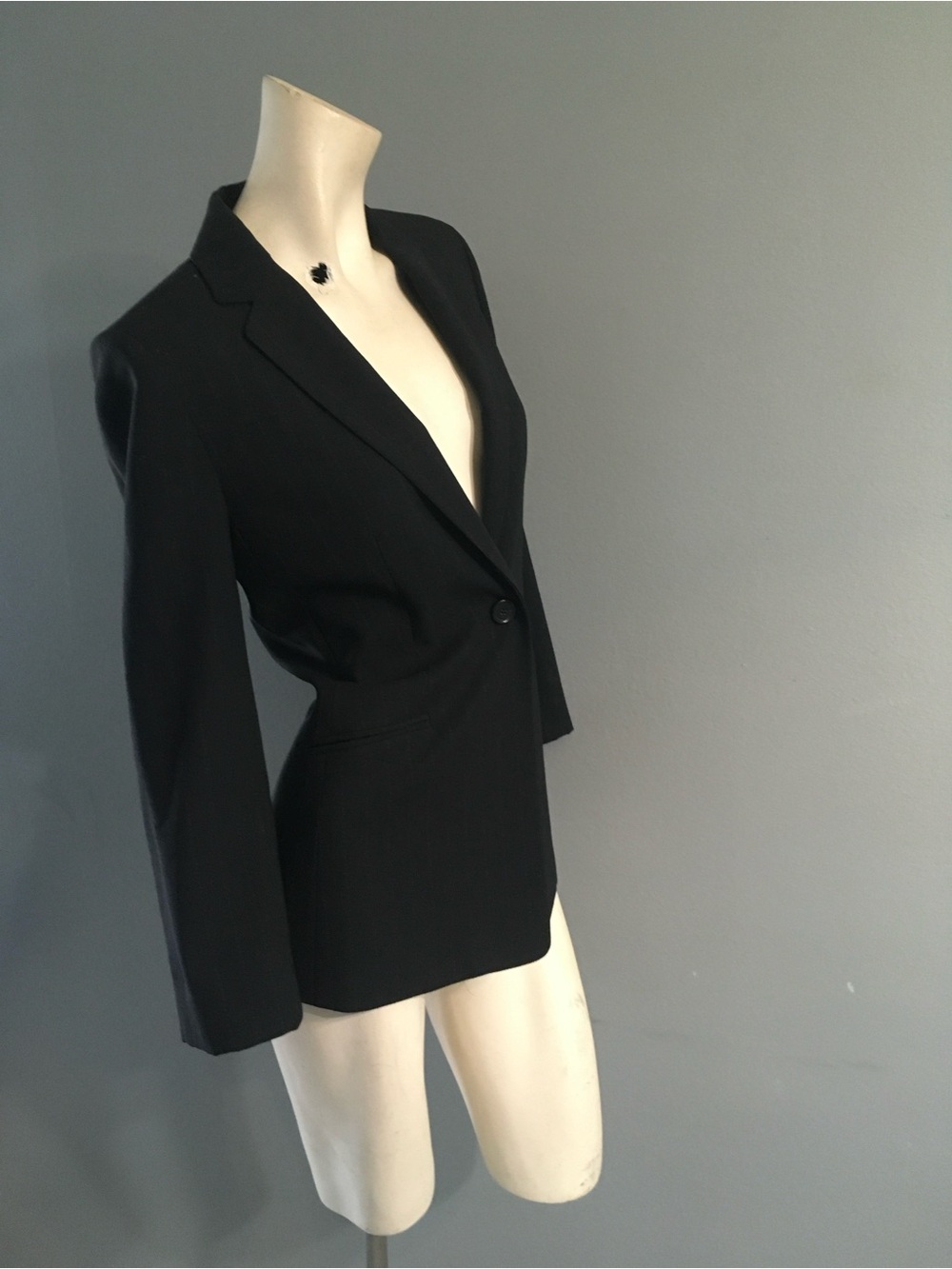 Ann Taylor Black Single-Button Tailored Pockets Blazer size 10P
